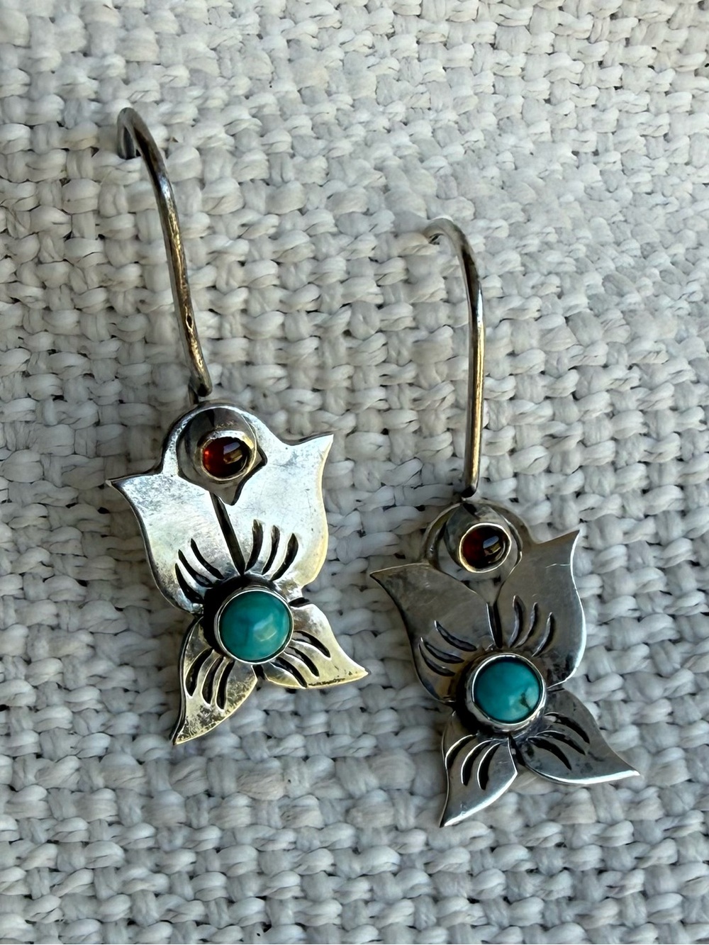 Vintage sterling silver flower/butterfly earrings